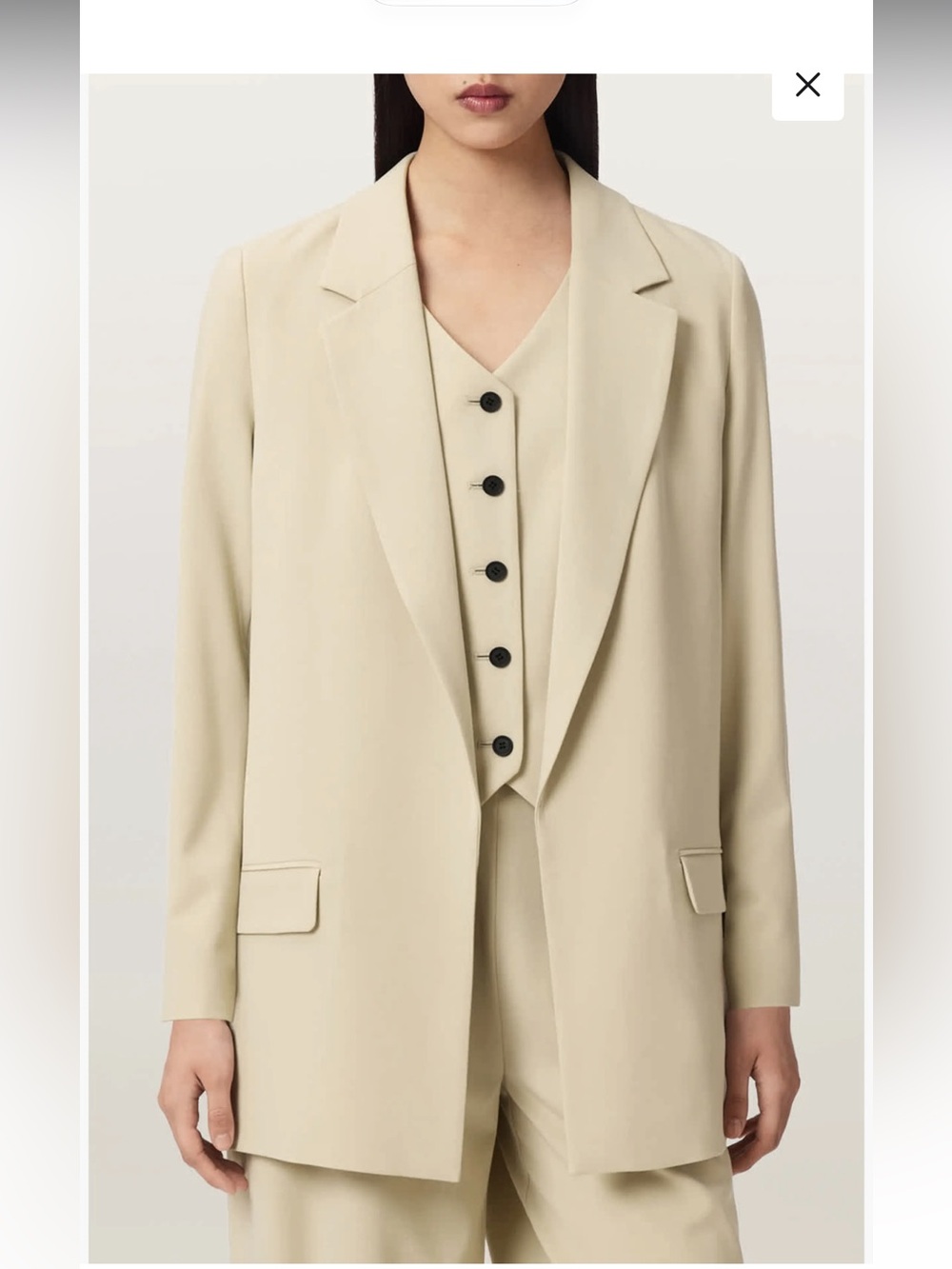 AllSaints Aleida long blazer light beige
